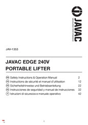 JAVAC EDGE JAV-1353 Safety Instructions & Operation Manual
