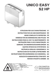 Olimpia splendid UNICO EASY S2 HP Instructions For Use And Maintenance Manual