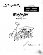 Simplicity WONDER-BOY 400 Owner's Manual And Parts List