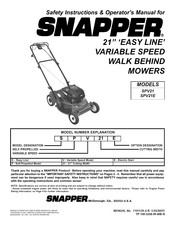 Snapper SPV21E Safety Instructions And Operator's Manual