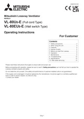 Mitsubishi Electric VL-80EU5-E Operating Instructions Manual