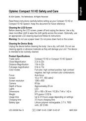 Optelec COMP-10-HD-SP Safety And Care Manual