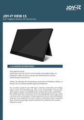 Joy-it VIEW 15 Manual