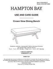 HAMPTON BAY 1001025215 Use And Care Manual