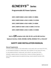 TDK-Lambda Genesis GBSPS1000-67.5 Safety And Installation Manual