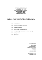 LEEC PL2 Operating Instructions Manual