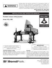 BendPak PCL-18B Installation And Operation Manual