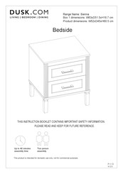 DUSK Sienna Bedside Instruction Booklet