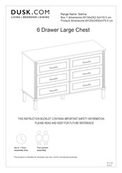 DUSK Sienna 6 Drawer Large Chest Instruction Booklet