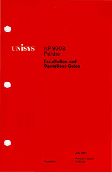 Unisys AP 9208 Installation And Operation Manual