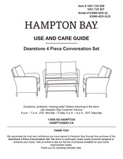 HAMPTON BAY Dearstone 63086-4DS-SLB Use And Care Manual