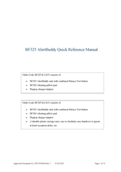 C-TEC AlertBuddy BF325 Quick Reference Manual