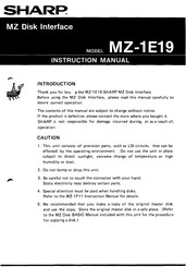 Sharp MZ-1E19 Instruction Manual
