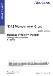 Renesas Synergy R7FS3A37A2A01CLJ User Manual