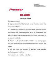 Pioneer DEQ-400ACH Instruction Manual
