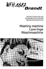 Brandt WFH 1687 Instructions For Use Manual