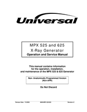 Universal X-Ray MPX 525 Operation And Service Manual