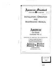 American Standard I-G-4 Installation, Operation And Maintenance Manual
