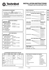 Technibel Climatisation MCAV180R5VA Installation Instructions Manual