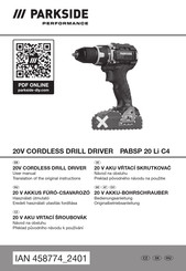 Parkside Performance PABSP 20 Li C4 User Manual