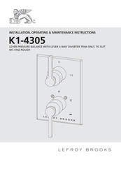 Lefroy Brooks K1-4305 Installation, Operating,  & Maintenance Instructions