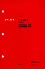 Unisys AP 9215-1 Installation And Operation Manual