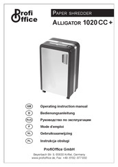 ProfiOffice ALLIGATOR 1020 CC+ Operating Instructions Manual