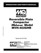 MQ Multiquip Mikasa MVH-402GHB Operation And Parts Manual
