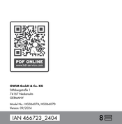 Silvercrest 466723 2404 Operation And Safety Notes
