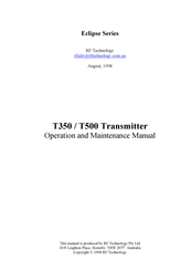 RF Technology Eclipse T350 Operation And Maintenance Manual
