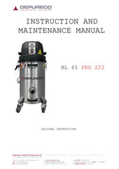DEPURECO BL 45 PRO Z22 Instruction And Maintenance Manual