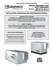 Greenheck ERT-52 Installation, Operation And Maintenance Manual