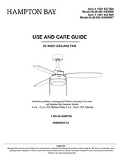 HAMPTON BAY LIB-HD-0300WHT Use And Care Manual