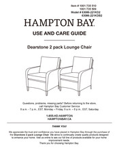 HAMPTON BAY Dearstone 63086-221KDB2 Use And Care Manual