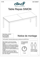 Camif SIMON DINING TABLE Assembly Instructions Manual