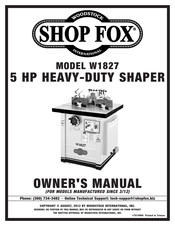 Shop fox W1827 Owner's Manual