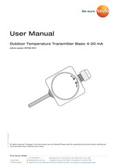 TESTO Basic 4-20 mA User Manual