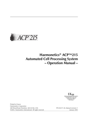 Haemonetics ACP 215 Operation Manual