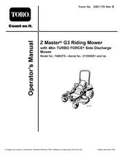 Toro Z Master G3 Riding Mower Operator's Manual