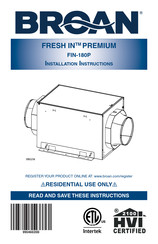 Broan FRESH IN PREMIUM FIN-180P Installation Instructions Manual