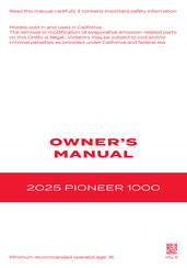 Honda M3P Three Passenger Pioneer 1000 EPS 2025 Owner's Manual