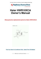 Haier HWR10XCA User Manual