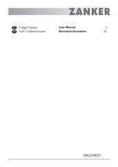 ZANKER KNLK16ES1 User Manual