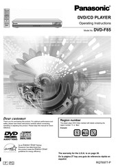 Panasonic DVDF85 Operating Instructions Manual