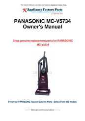 Panasonic MCV5734 - UPRIGHT VACUUM Operating Instructions Manual