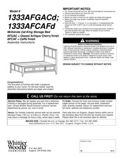 Whittier Wood 1333AFCAFd Assembly Instructions Manual