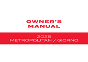 Honda METROPOLITAN 2026 Owner's Manual