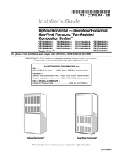 American Standard UE1C100A9601A Series Installer's Manual
