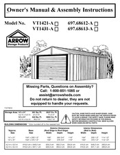 Arrow Storage Products VT1431-A Owner's Manual & Assembly Instructions