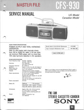 Sony CFS-930 Service Manual